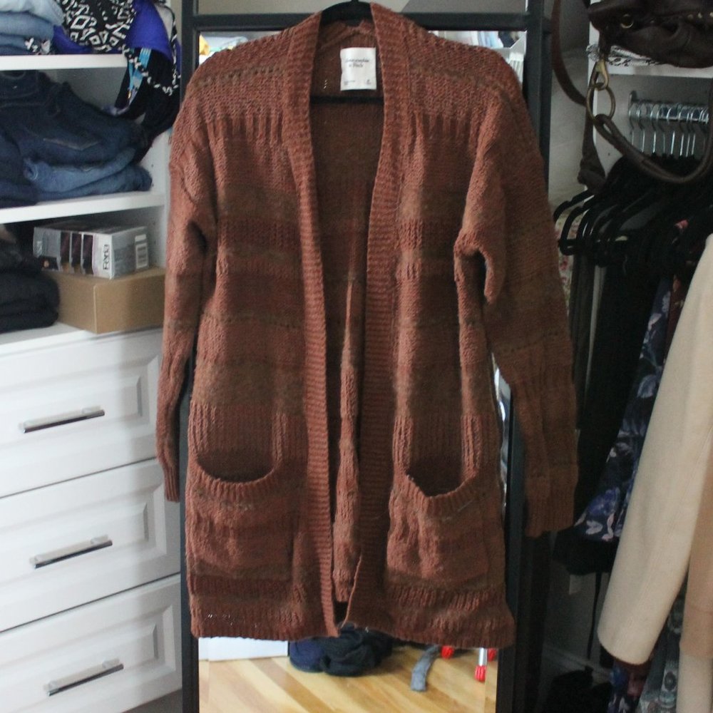 A&F Brown Long Cardigan, Sz. M